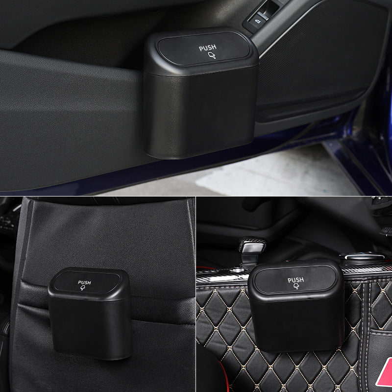 TidyRide compact car trash can installed inside a car
